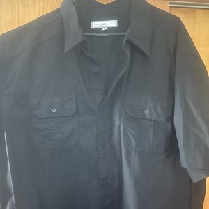 Short sleeve button up black shirt